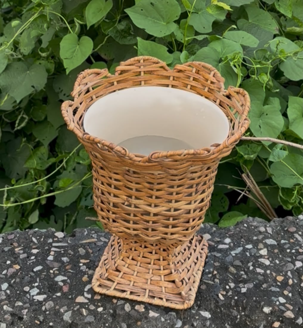 SMALL RATTAN URN VASE